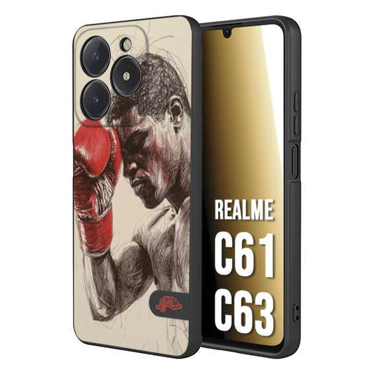 CUSTOMIZZA - Custodia cover nera morbida in tpu compatibile per Oppo C61 - C63 pugilato pugili disegno tattoo guantoni boxer pesi massimi