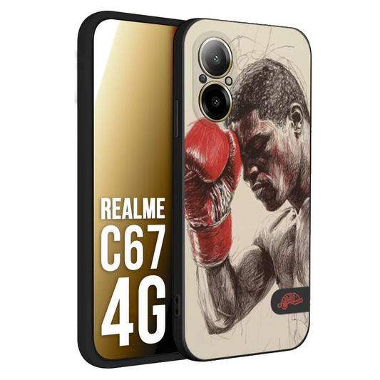 CUSTOMIZZA - Custodia cover nera morbida in tpu compatibile per Realme C67 4G pugilato pugili disegno tattoo guantoni boxer pesi massimi