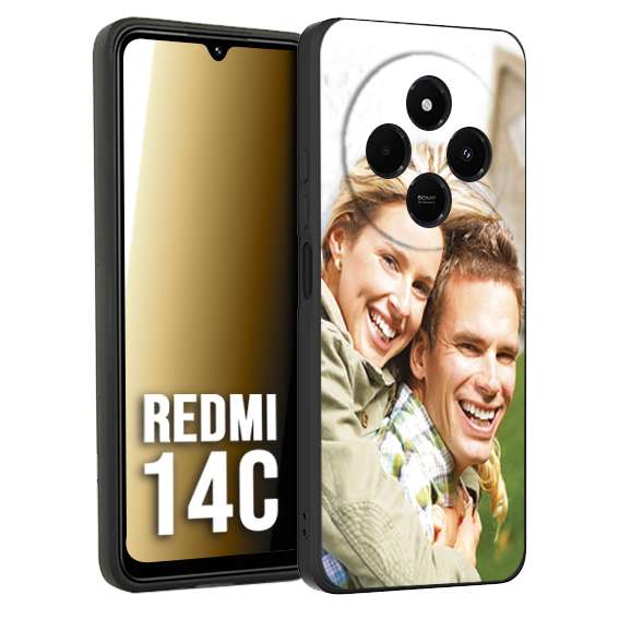 CUSTOMIZZA - Custodia cover nera morbida in tpu compatibile per Xiaomi Redmi 14C personalizzata con foto immagine scritta a piacere