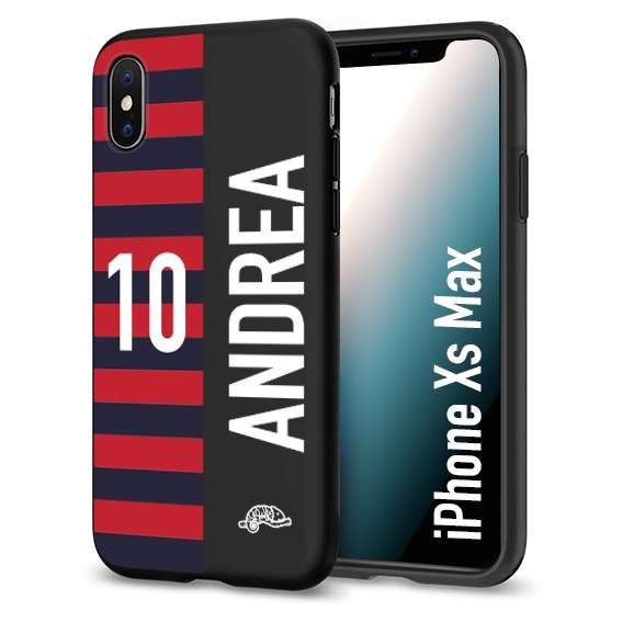 CUSTOMIZZA - Custodia cover nera morbida in tpu compatibile per iPhone Xs Max personalizzata calcio football nome e numero calciatori rossoblu