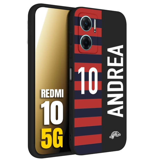 CUSTOMIZZA - Custodia cover nera morbida in tpu compatibile per Xiaomi Redmi 10 5G personalizzata calcio football nome e numero calciatori rossoblu