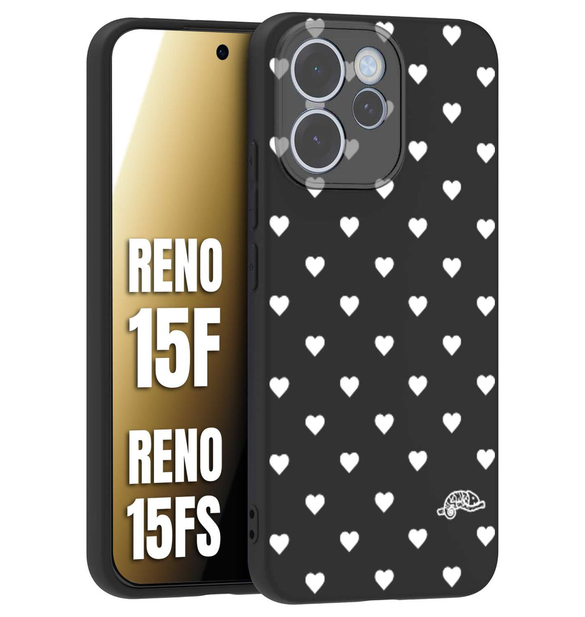 CUSTOMIZZA - Custodia cover nera morbida in tpu compatibile per Oppo Reno 15 F - Reno 15 FS cuori pois bianchi donna pin up vintage
