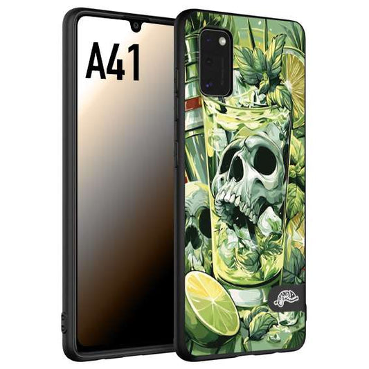 CUSTOMIZZA - Custodia cover nera morbida in tpu compatibile per Samsung A41 Mojito cocktail teschio illustrazione drink lime menta ghiacci tropicale street art