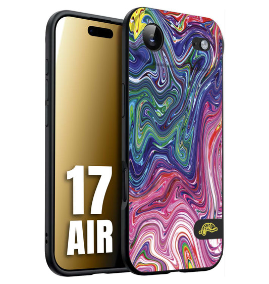 CUSTOMIZZA - Custodia cover nera morbida in tpu compatibile per iPhone 17 AIR colorata fantasia vortice marmo arcobaleno rosa blu fucsia