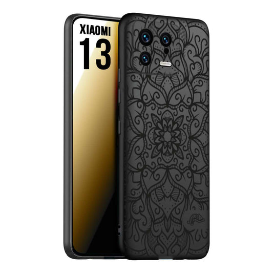 CUSTOMIZZA - Custodia cover nera morbida in tpu compatibile per Xiaomi 13 mandala nero fiore vedo non vedo donna