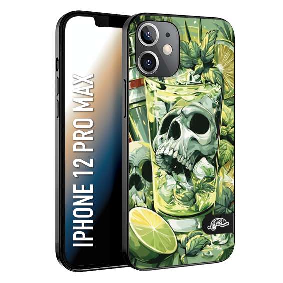 CUSTOMIZZA - Custodia cover nera morbida in tpu compatibile per iPhone 12 PRO MAX Mojito cocktail teschio illustrazione drink lime menta ghiacci tropicale street art