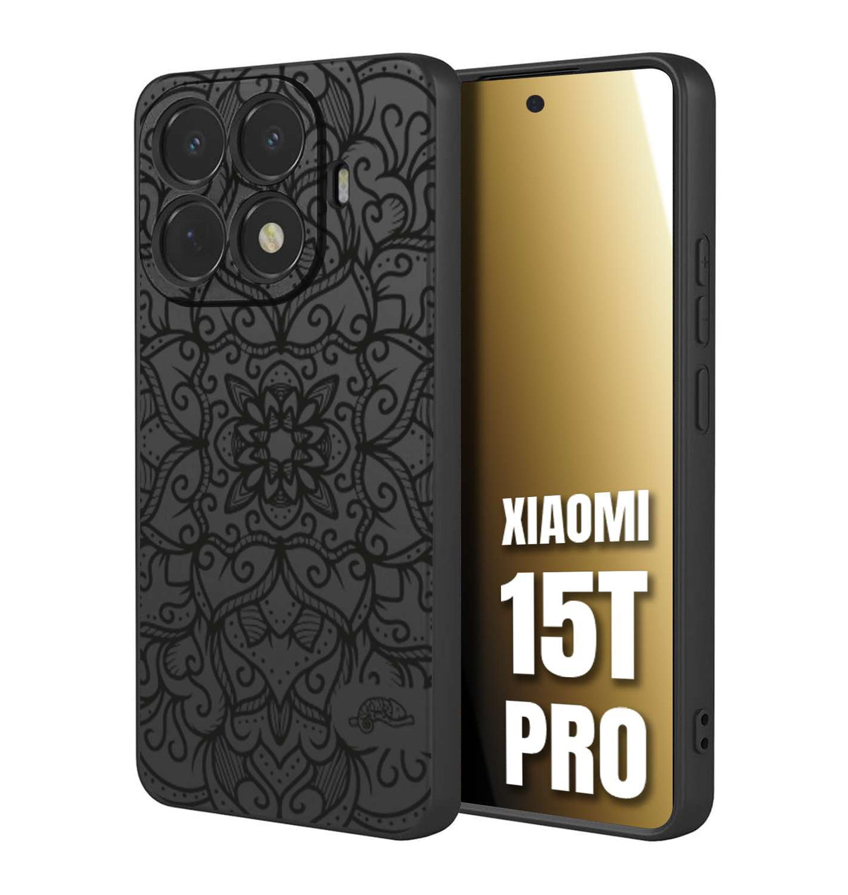 CUSTOMIZZA - Custodia cover nera morbida in tpu compatibile per Xiaomi 15T PRO mandala nero fiore vedo non vedo donna