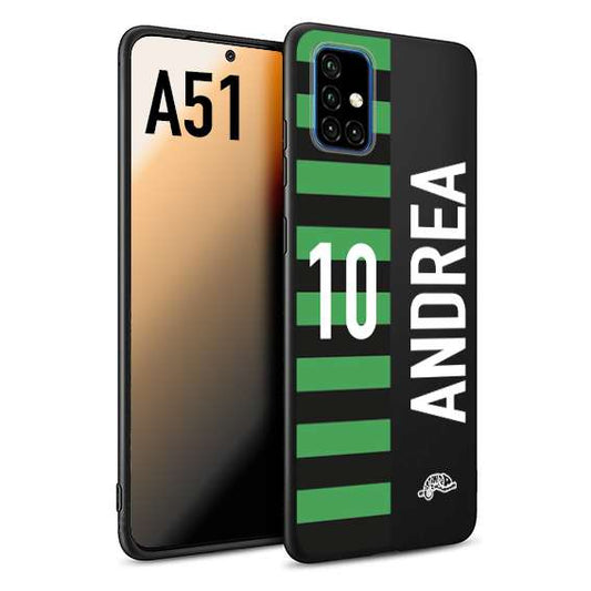 CUSTOMIZZA - Custodia cover nera morbida in tpu compatibile per Samsung A51 personalizzata calcio football nome e numero calciatori neroverde