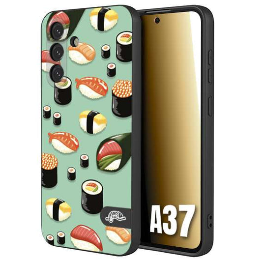 CUSTOMIZZA - Custodia cover nera morbida in tpu compatibile per Samsung A37 sushi disegni giapponese nighiri acquamarina verde