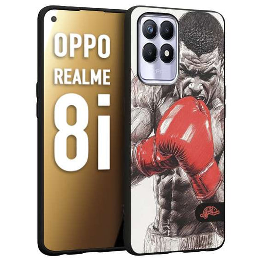CUSTOMIZZA - Custodia cover nera morbida in tpu compatibile per Realme 8i pugilato pugili disegno tattoo guantoni box pesi massimi gancio