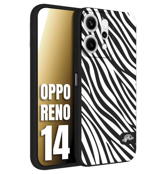 CUSTOMIZZA - Custodia cover nera morbida in tpu compatibile per Oppo Reno 14 zebrata maculata a rilievo soft touch donna bianca