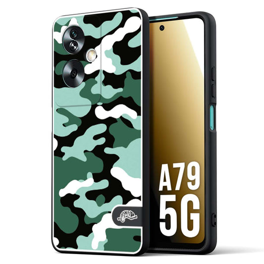 CUSTOMIZZA - Custodia cover nera morbida in tpu compatibile per Oppo A79 5G camouflage mimetico militare verde green