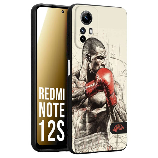 CUSTOMIZZA - Custodia cover nera morbida in tpu compatibile per Xiaomi Redmi Note 12S pugilato pugili disegno tattoo guantoni box sport ring