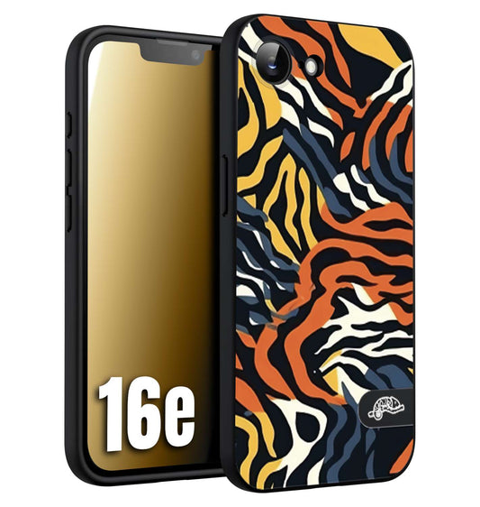 CUSTOMIZZA - Custodia cover nera morbida in tpu compatibile per iPhone 16E leopardato maculato tigrato tiger colorata gialla blu arancio
