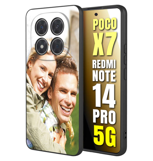 CUSTOMIZZA - Custodia cover nera morbida in tpu compatibile per Xiaomi Redmi Note 14 PRO 5G personalizzata con foto immagine scritta a piacere