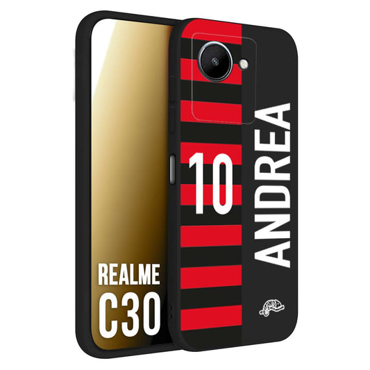 CUSTOMIZZA - Custodia cover nera morbida in tpu compatibile per Oppo Realme C30 personalizzata calcio football nome e numero calciatori rossonera