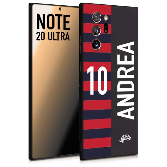 CUSTOMIZZA - Custodia cover nera morbida in tpu compatibile per Samsung NOTE 20 ULTRA personalizzata calcio football nome e numero calciatori rossoblu