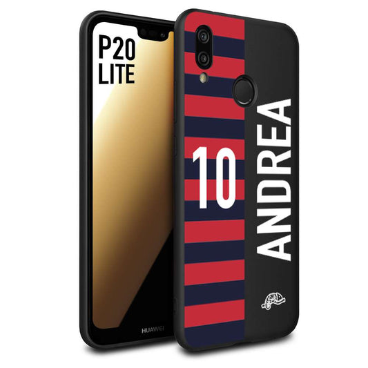 CUSTOMIZZA - Custodia cover nera morbida in tpu compatibile per Huawei P20 LITE personalizzata calcio football nome e numero calciatori rossoblu