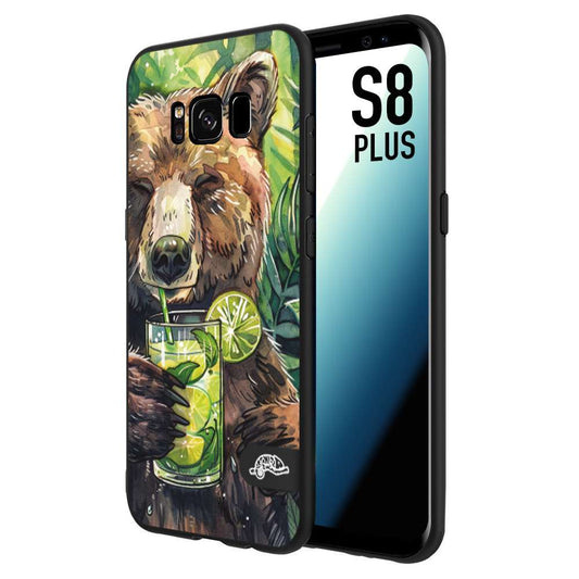 CUSTOMIZZA - Custodia cover nera morbida in tpu compatibile per Samsung S8 PLUS estate disegnata cocktails animali simpatici orso bear negroni