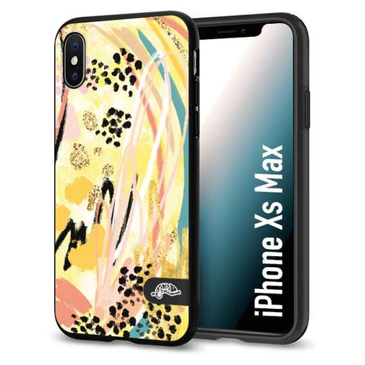 CUSTOMIZZA - Custodia cover nera morbida in tpu compatibile per iPhone Xs Max astratti donna flower fantasia estate gialla rosa leopardata