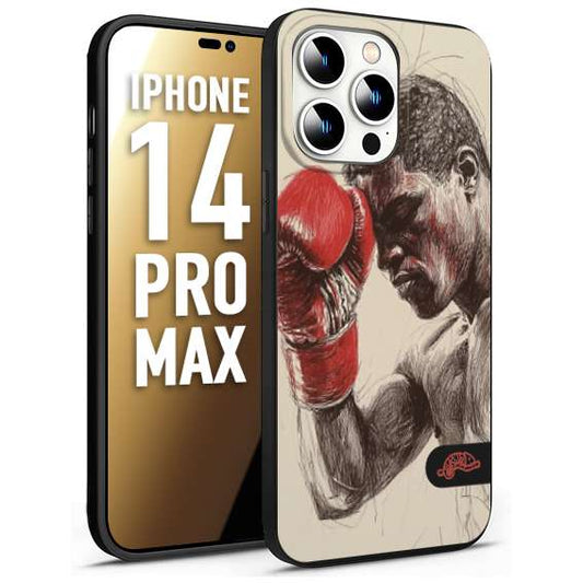 CUSTOMIZZA - Custodia cover nera morbida in tpu compatibile per iPhone 14 PRO MAX pugilato pugili disegno tattoo guantoni boxer pesi massimi