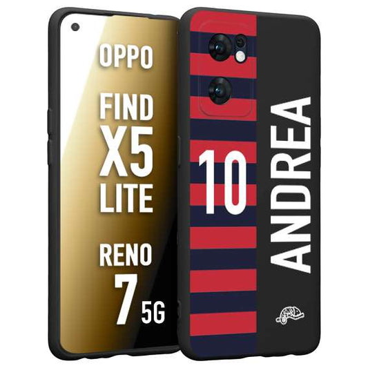 CUSTOMIZZA - Custodia cover nera morbida in tpu compatibile per Oppo Reno 7 - Find X5 LITE personalizzata calcio football nome e numero calciatori rossoblu