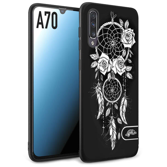 CUSTOMIZZA - Custodia cover nera morbida in tpu compatibile per Samsung A70 acchiappasogni dreamcatcher black and white bianco a rilievo disegnato tattoo tatuaggio