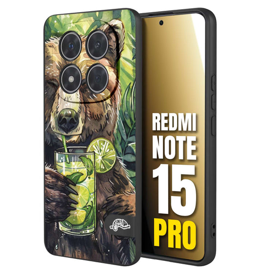 CUSTOMIZZA - Custodia cover nera morbida in tpu compatibile per Xiaomi Redmi Note 15 PRO fiori estate disegnata cocktails animali simpatici orso bear negroni