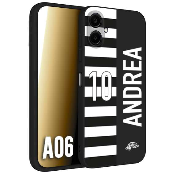 CUSTOMIZZA - Custodia cover nera morbida in tpu compatibile per Samsung A06 personalizzata calcio football nome e numero calciatori bianconera