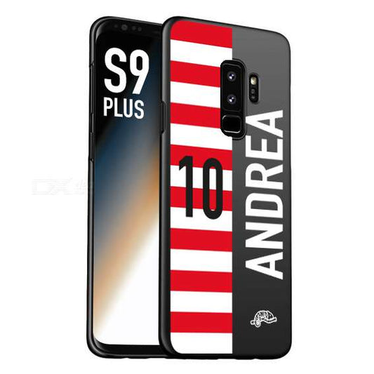 CUSTOMIZZA - Custodia cover nera morbida in tpu compatibile per Samsung S9 PLUS personalizzata calcio football nome e numero calciatori bianco rossa