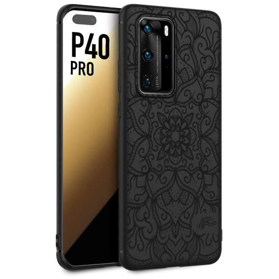 CUSTOMIZZA - Custodia cover nera morbida in tpu compatibile per Huawei P40 PRO mandala nero fiore vedo non vedo donna