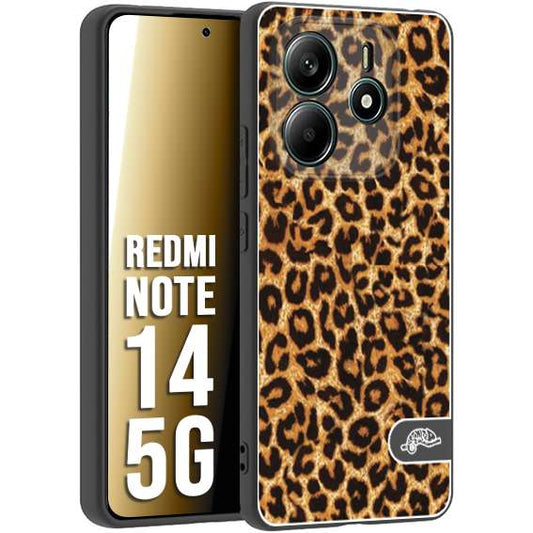 CUSTOMIZZA - Custodia cover nera morbida in tpu compatibile per Xiaomi Redmi Note 14 5G leopardato maculato donna marrone leopard brown
