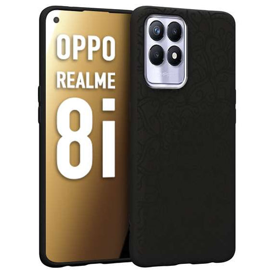 CUSTOMIZZA - Custodia cover nera morbida in tpu compatibile per Oppo Realme 8i mandala nero fiore vedo non vedo donna