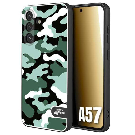 CUSTOMIZZA - Custodia cover nera morbida in tpu compatibile per Samsung A57 camouflage mimetico militare verde green