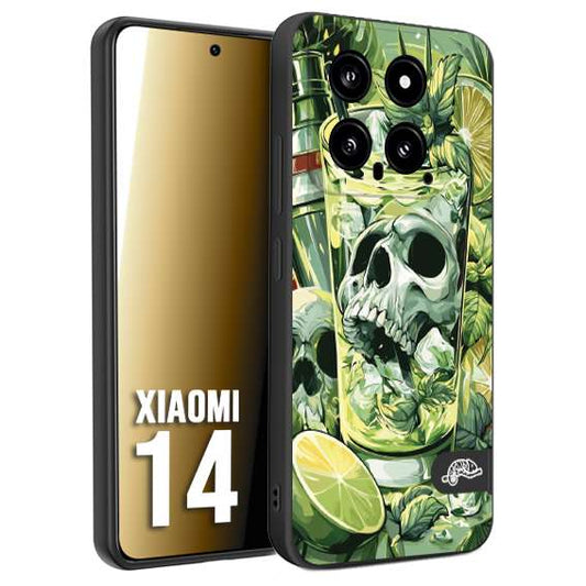 CUSTOMIZZA - Custodia cover nera morbida in tpu compatibile per Xiaomi 14 Mojito cocktail teschio illustrazione drink lime menta ghiacci tropicale street art