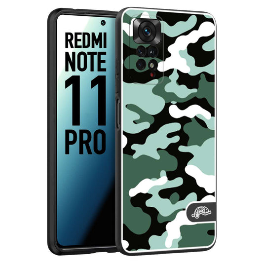 CUSTOMIZZA - Custodia cover nera morbida in tpu compatibile per Xiaomi Redmi Note 11 PRO camouflage mimetico militare verde green