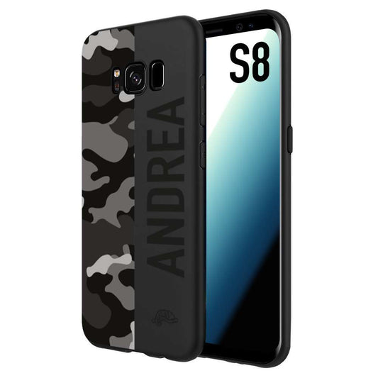 CUSTOMIZZA - Custodia cover nera morbida in tpu compatibile per Samsung S8 camouflage mimetico militare personalizzata nome