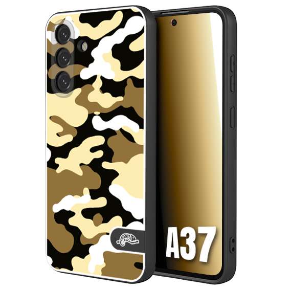 CUSTOMIZZA - Custodia cover nera morbida in tpu compatibile per Samsung A37 camouflage mimetico militare giallo desert brown