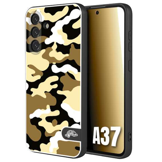 CUSTOMIZZA - Custodia cover nera morbida in tpu compatibile per Samsung A37 camouflage mimetico militare giallo desert brown