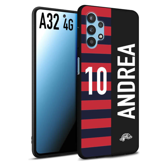 CUSTOMIZZA - Custodia cover nera morbida in tpu compatibile per Samsung A32 4G personalizzata calcio football nome e numero calciatori rossoblu