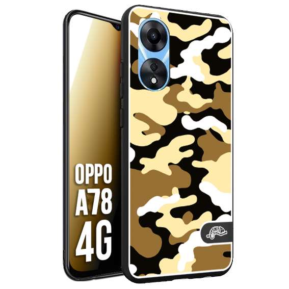 CUSTOMIZZA - Custodia cover nera morbida in tpu compatibile per Oppo A78 4G camouflage mimetico militare giallo desert brown