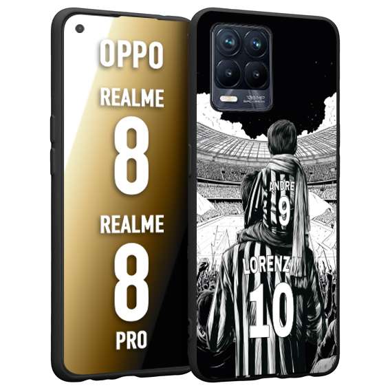 CUSTOMIZZA - Custodia cover nera morbida in tpu compatibile per Realme 8 - 8 PRO personalizzata calcio football nome e numero calciatori bianconeri bianca e nera