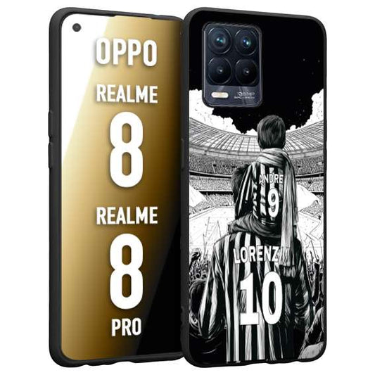 CUSTOMIZZA - Custodia cover nera morbida in tpu compatibile per Realme 8 - 8 PRO personalizzata calcio football nome e numero calciatori bianconeri bianca e nera