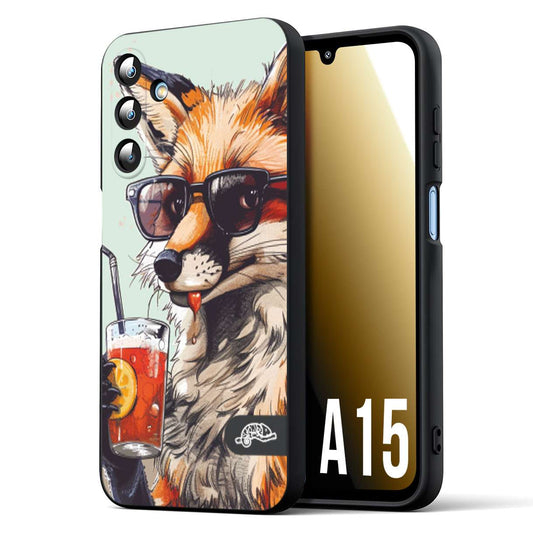 CUSTOMIZZA - Custodia cover nera morbida in tpu compatibile per Samsung A15 5G estate disegnata cocktails animali simpatici fox volpe negroni