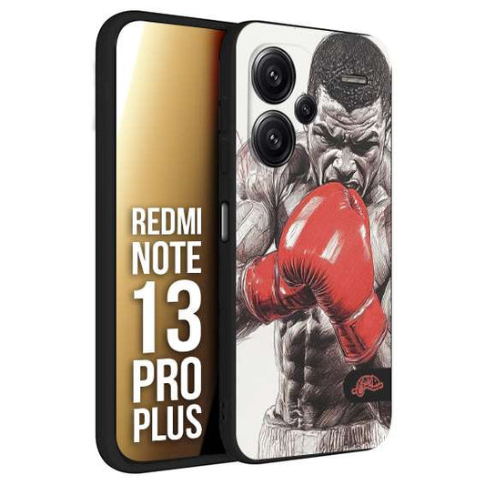CUSTOMIZZA - Custodia cover nera morbida in tpu compatibile per Xiaomi Redmi Note 13 PRO PLUS pugilato pugili disegno tattoo guantoni box pesi massimi gancio