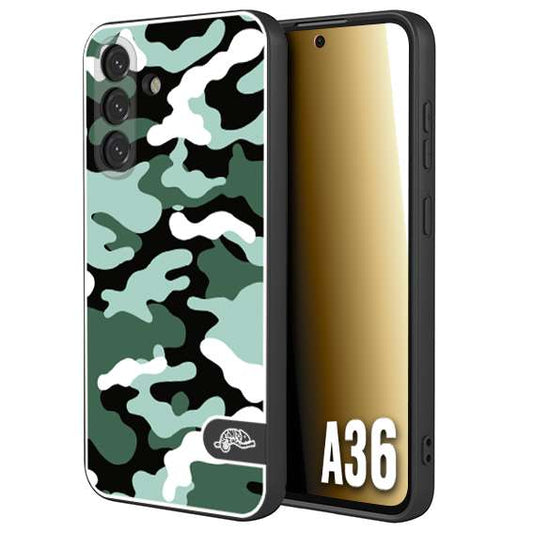 CUSTOMIZZA - Custodia cover nera morbida in tpu compatibile per Samsung A36 camouflage mimetico militare verde green