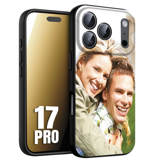 CUSTOMIZZA - Custodia cover nera morbida in tpu compatibile per iPhone 17 PRO personalizzata con foto immagine scritta a piacere
