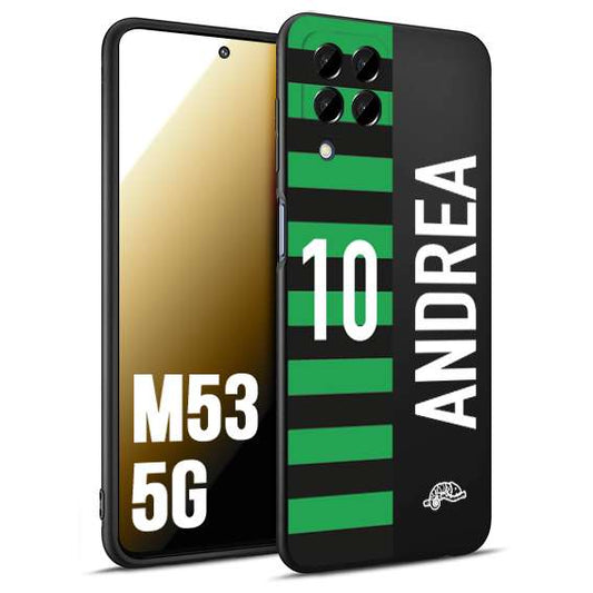 CUSTOMIZZA - Custodia cover nera morbida in tpu compatibile per Samsung M53 5G personalizzata calcio football nome e numero calciatori neroverde