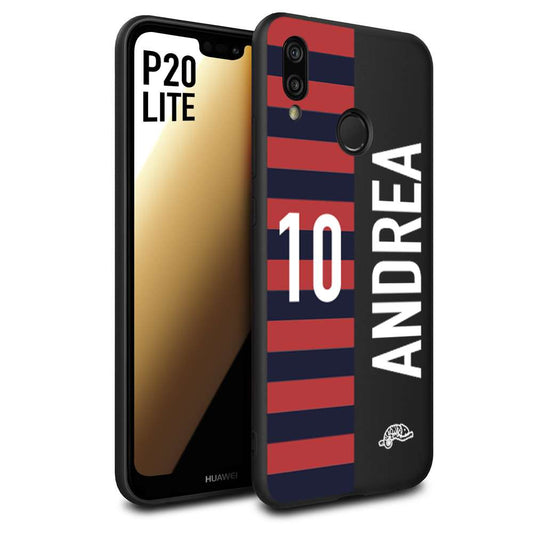CUSTOMIZZA - Custodia cover nera morbida in tpu compatibile per Huawei P20 LITE personalizzata calcio football nome e numero calciatori rossoblu