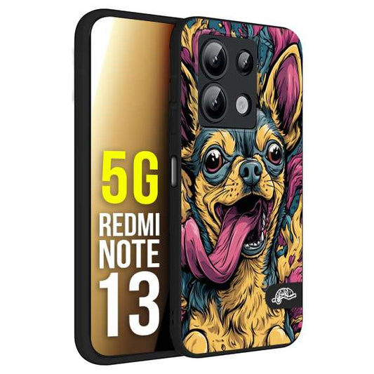 CUSTOMIZZA - Custodia cover nera morbida in tpu compatibile per Xiaomi Redmi Note 13 5G Chihuahua illustrazione cane pop art cane street art cartone animato
